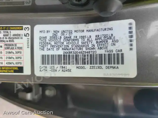 2008 Toyota Corolla 1NXBR32E48Z948720 — hoton gwanjo Manheim na 15