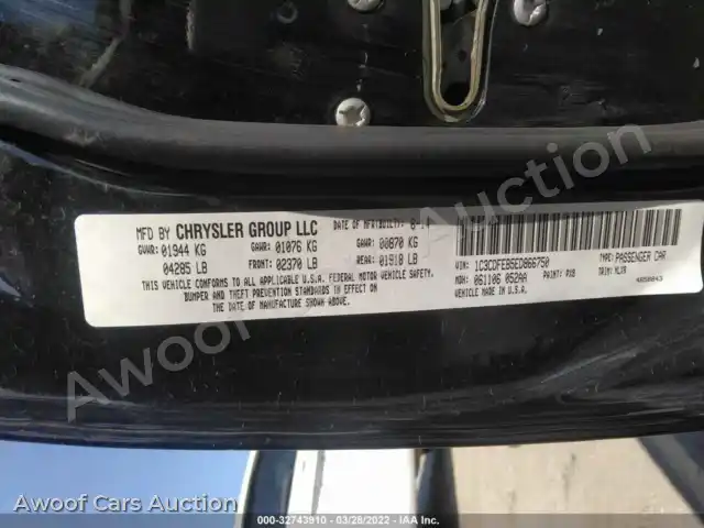 2014 Dodge Dart 1C3CDFEB5ED866750 — hoton gwanjo Iaai na 9