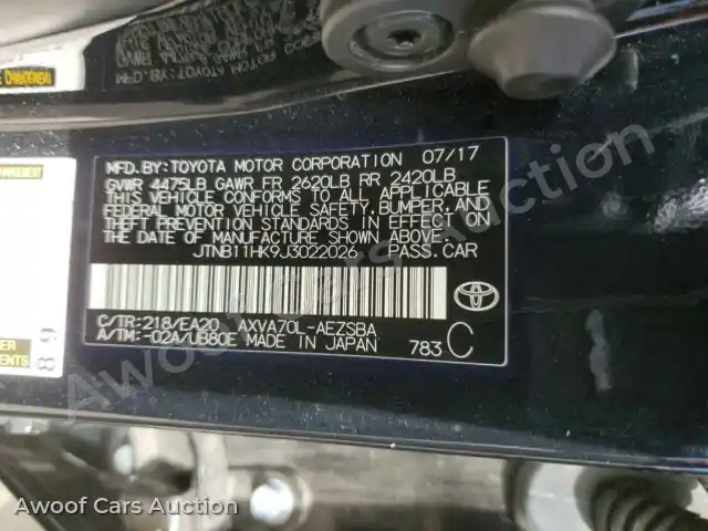 2018 Toyota Camry JTNB11HK9J3022026 — Copart auction photo 15