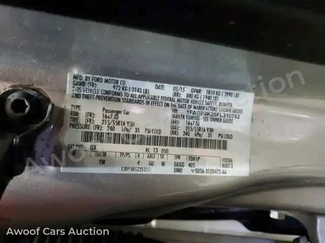 2015 Ford Focus 1FADP3K26FL310762 — hoton gwanjo Copart na 12