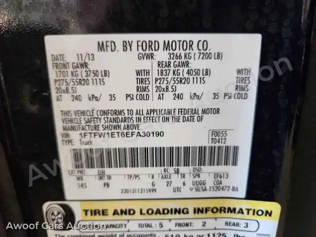 2014 Ford F150 1FTFW1ET6EFA30190 — Copart auction photo 12