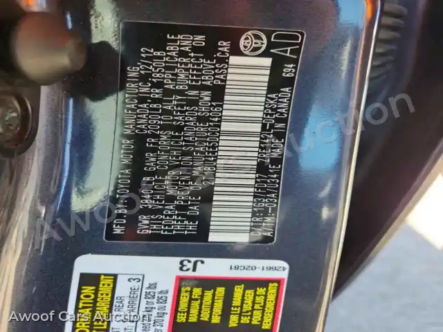 2013 Toyota Corolla 2T1BU4EE5DC014061 — Copart auction photo 12