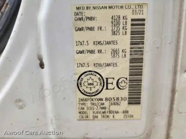 2021 Nissan NV 1N6BF0KYXMN805830 — Copart auction photo 12