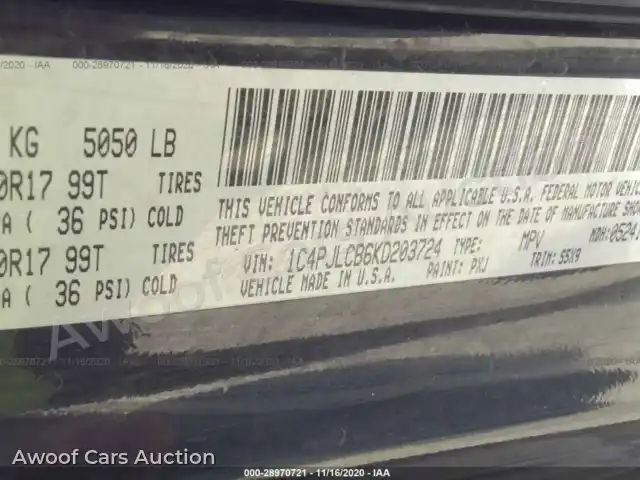 2019 Jeep Cherokee 1C4PJLCB6KD203724 — Iaai auction photo 9