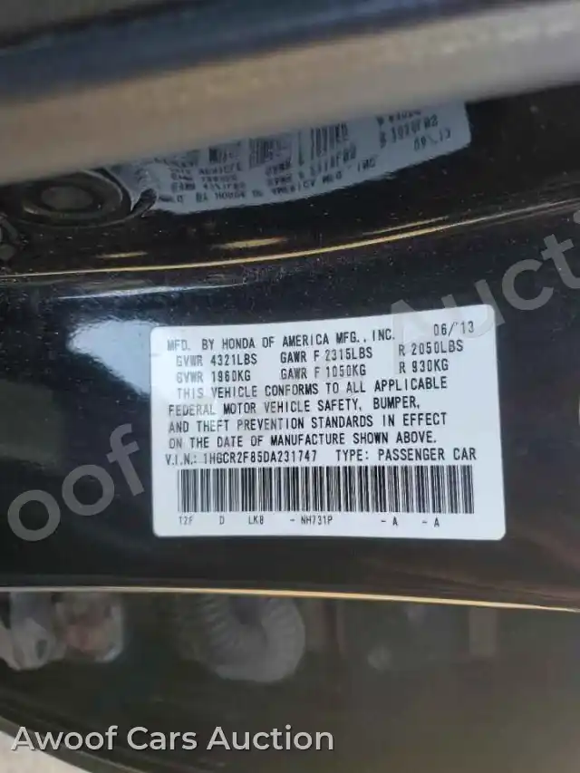 2013 Honda Accord 1HGCR2F85DA231747 — photo 12 de la vente Copart