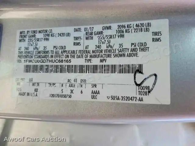 2017 Ford Escape 1FMCU0GD7HUC68165 — Copart auction photo 13