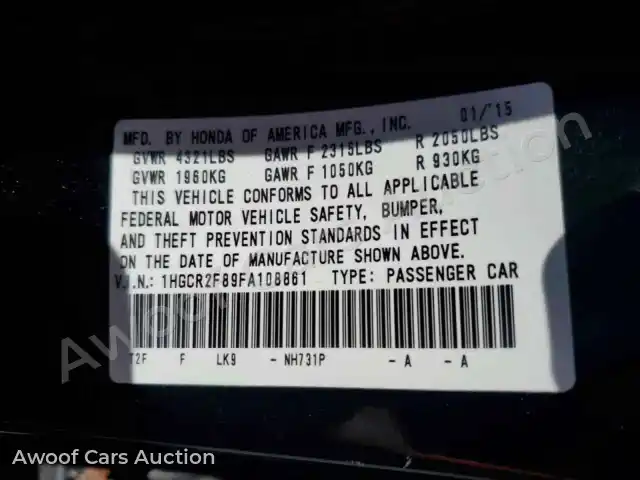 2015 Honda Accord 1HGCR2F89FA108861 — Copart auction photo 12