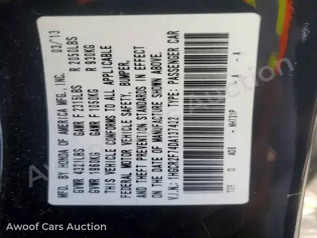 2013 Honda Accord 1HGCR2F74DA137432 — Copart auction photo 12