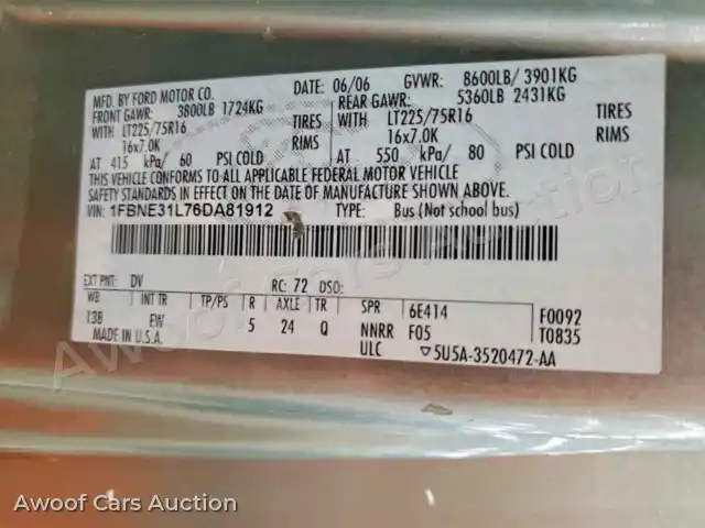 2006 Ford Econoline 1FBNE31L76DA81912 — Copart auction photo 14