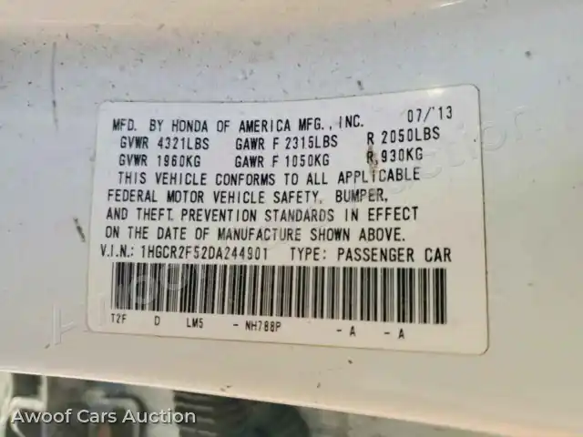 2013 Honda Accord 1HGCR2F52DA244901 — Copart auction photo 13