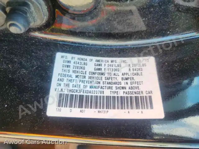 2013 Honda Accord 1HGCR3F8XDA020789 — photo 12 de la vente Copart