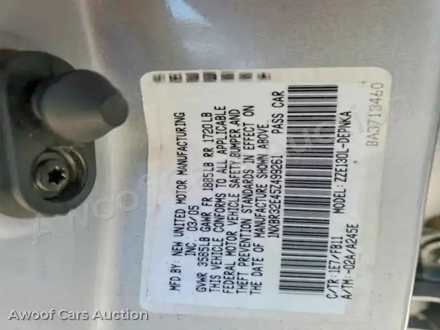 2005 Toyota Corolla 1NXBR32E45Z499261 — hoton gwanjo Copart na 13