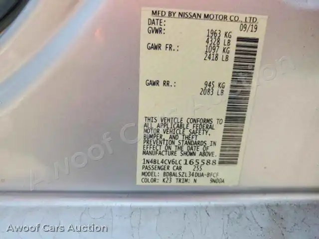 2020 Nissan Altima 1N4BL4CV6LC165588 — Copart auction photo 12
