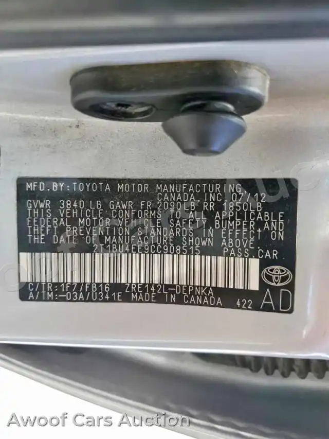 2012 Toyota Corolla 2T1BU4EE9CC908515 — Copart auction photo 13