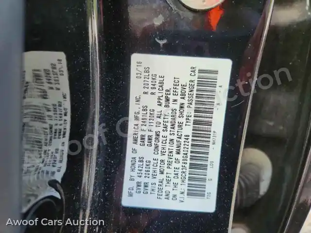 2016 Honda Accord 1HGCR3F89GA022246 — Copart auction photo 12