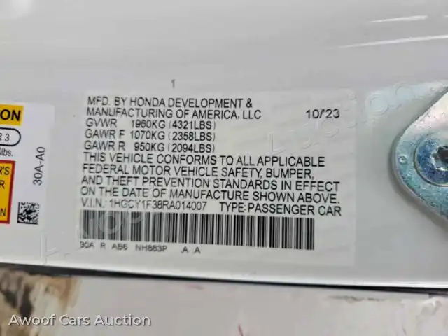 2024 Honda Accord 1HGCY1F38RA014007 — photo 12 de la vente Copart
