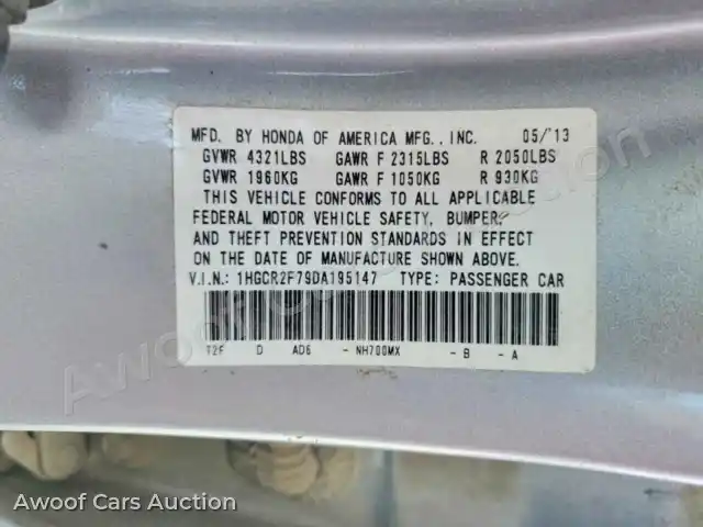 2013 Honda Accord 1HGCR2F79DA195147 — Copart auction photo 13