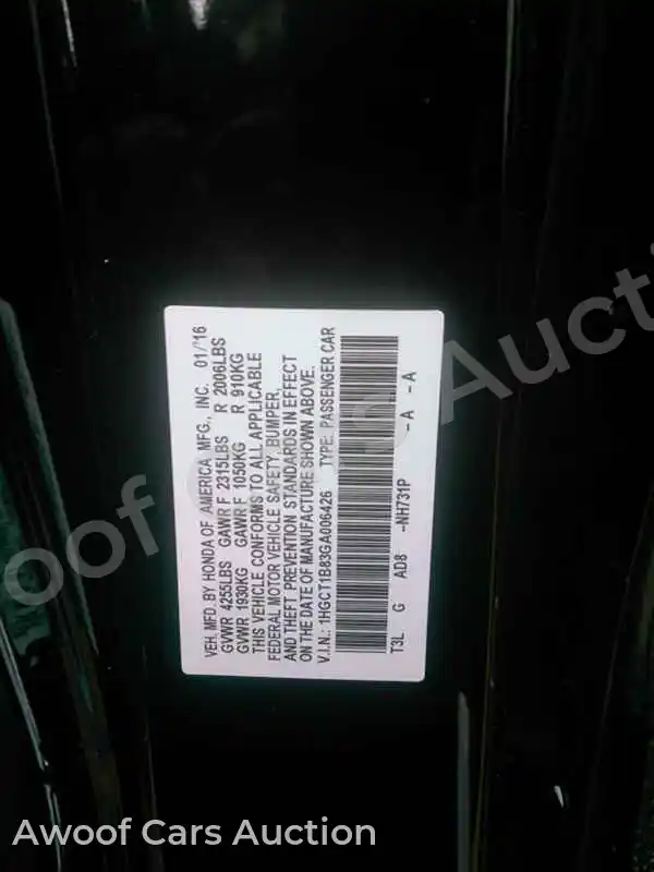 2016 Honda Accord 1HGCT1B83GA006426 — Manheim auction photo 6