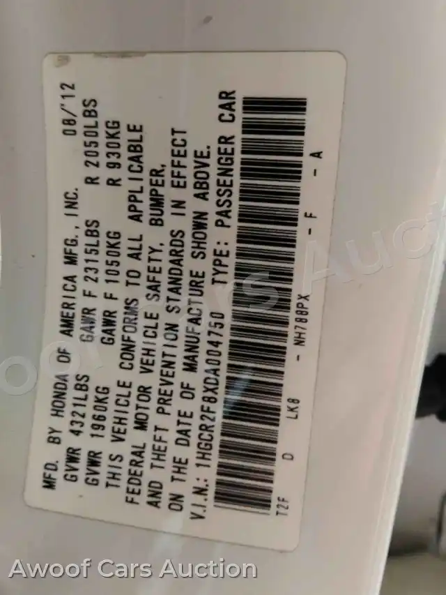 2013 Honda Accord 1HGCR2F8XDA004750 — Manheim auction photo 11