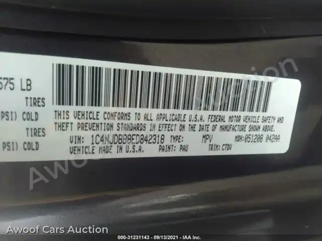 2014 Jeep Compass 1C4NJDBB8ED842318 — Iaai auction photo 9