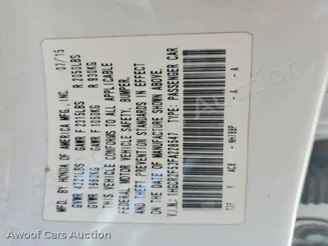 2015 Honda Accord 1HGCR2F53FA228547 — Copart auction photo 12