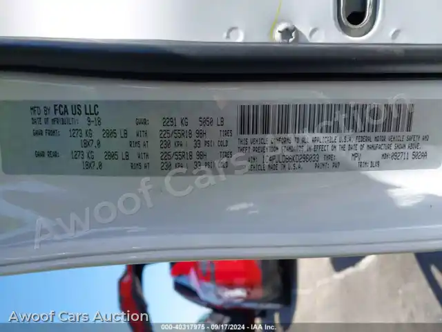 2019 Jeep Cherokee 1C4PJLDB6KD296033 — Iaai auction photo 9