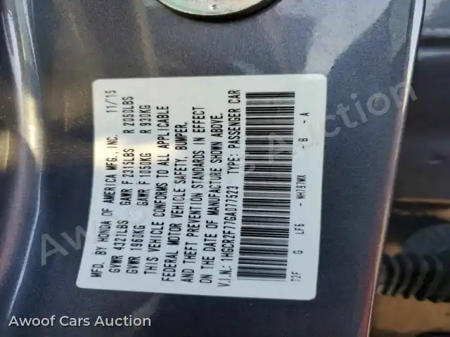 2016 Honda Accord 1HGCR2F77GA077523 — Copart auction photo 12