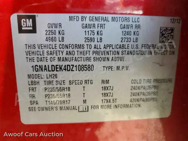 2013 Chevrolet Equinox 1GNALDEK4DZ108580 — Copart auction photo 13