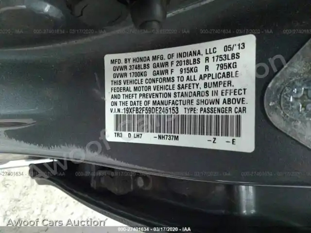 2013 Honda Civic 19XFB2F59DE245153 — Iaai auction photo 9