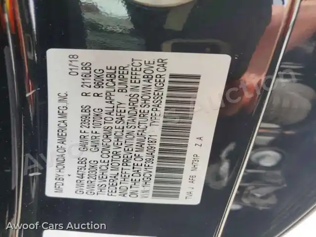 2018 Honda Accord 1HGCV1F39JA091871 — photo 13 de la vente Copart