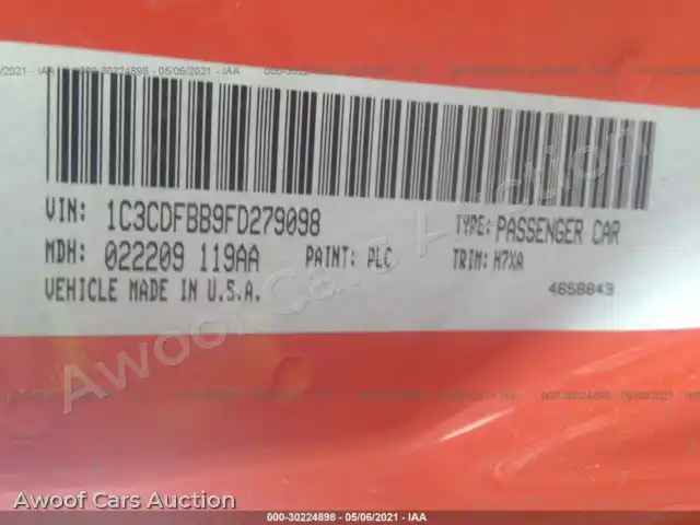 2015 Dodge Dart 1C3CDFBB9FD279098 — Iaai auction photo 9