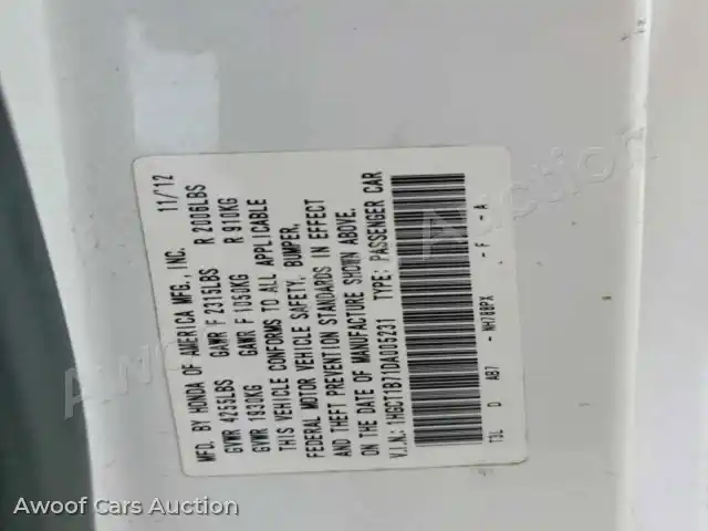 2013 Honda Accord 1HGCT1B71DA005231 — Copart auction photo 12