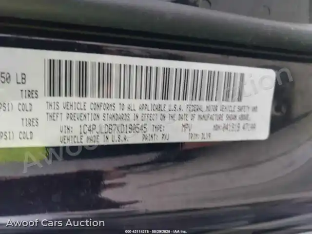 2019 Jeep Cherokee 1C4PJLDB7KD190545 — Iaai auction photo 9
