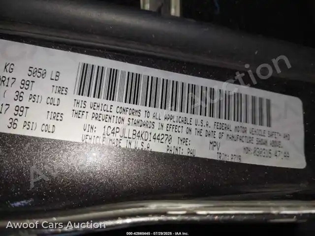 2019 Jeep Cherokee 1C4PJLLB4KD144270 — hoton gwanjo Iaai na 9