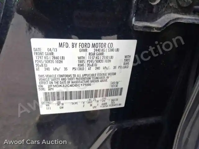 2013 Ford Edge 2FMDK3JC4DBC17556 — Copart auction photo 12