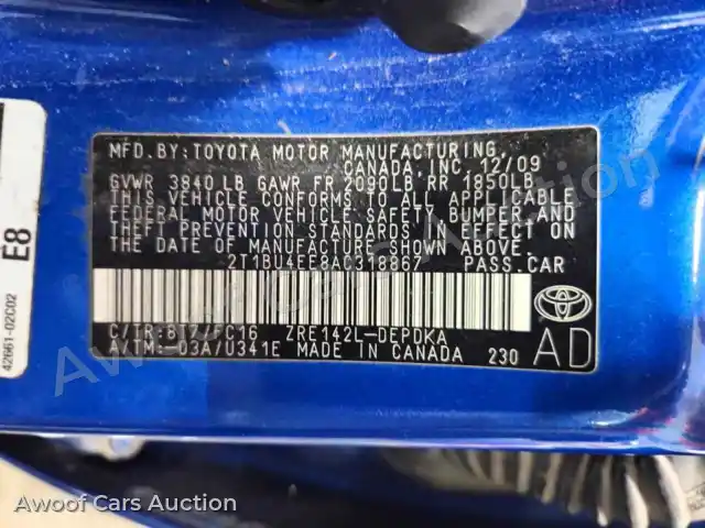 2010 Toyota Corolla 2T1BU4EE8AC318867 — Copart auction photo 12