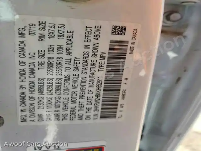 2019 Honda CRV 2HKRW2H84KH652511 — Copart auction photo 13