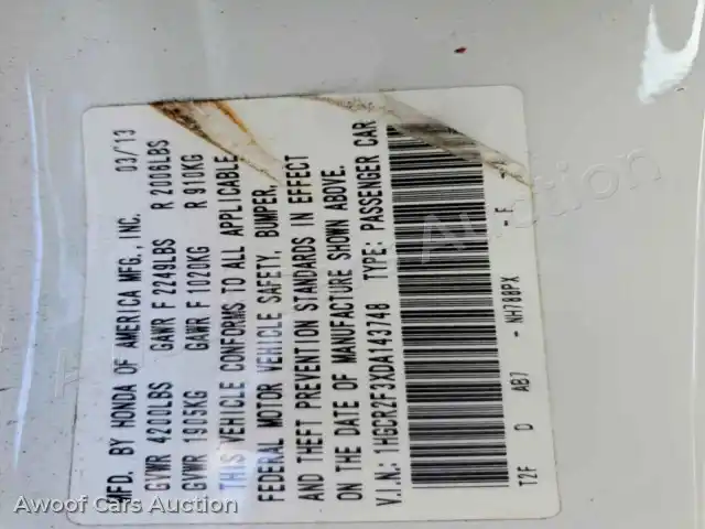2013 Honda Accord 1HGCR2F3XDA143748 — Copart auction photo 12