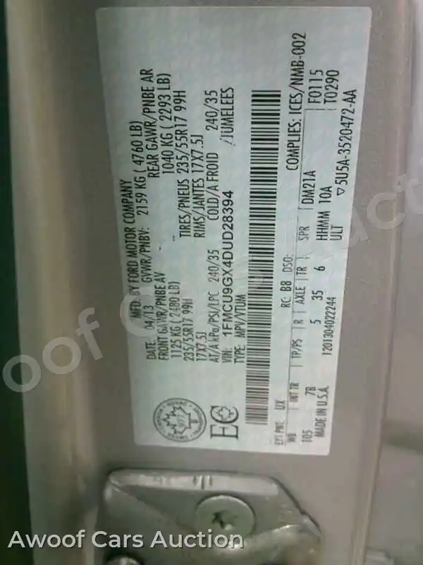 2013 Ford Escape 1FMCU9GX4DUD28394 — Manheim auction photo 6