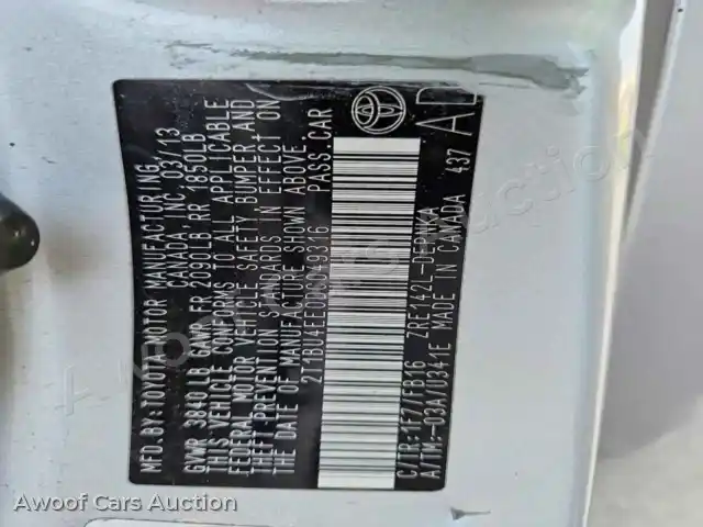 2013 Toyota Corolla 2T1BU4EE0DC049316 — Copart auction photo 12