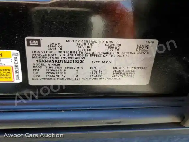 2016 GMC Acadia 1GKKRSKD7GJ219220 — Copart auction photo 13