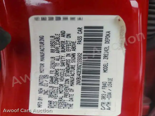 2009 Toyota Corolla 1NXBU40E99Z155082 — hoton gwanjo Copart na 12