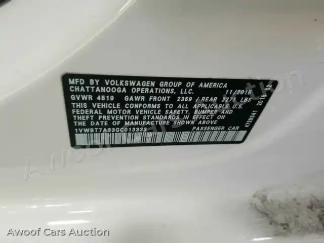 2016 Volkswagen Passat 1VWBT7A33GC013333 — Manheim auction photo 29