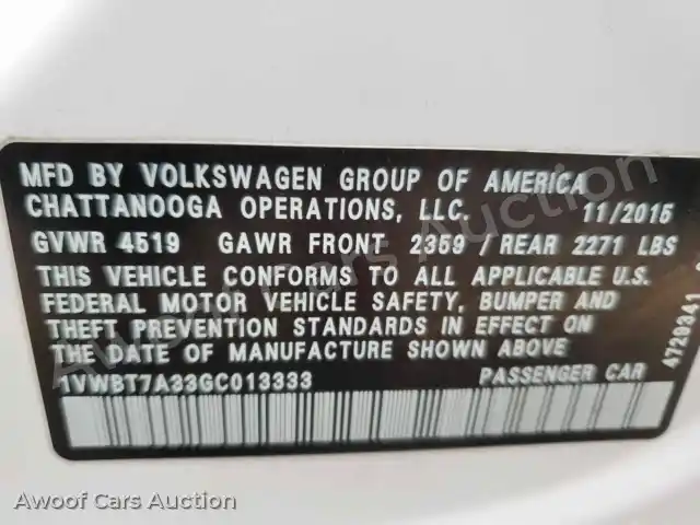 2016 Volkswagen Passat 1VWBT7A33GC013333 — Manheim auction photo 29
