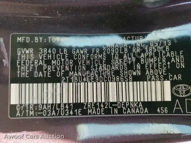 2013 Toyota Corolla 2T1BU4EE9DC098658 — Copart auction photo 12