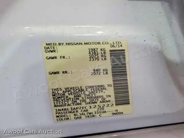 2015 Nissan Altima 1N4BL3AP2FC125222 — Copart auction photo 12