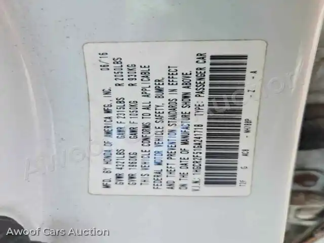 2016 Honda Accord 1HGCR2F51GA241718 — Copart auction photo 12