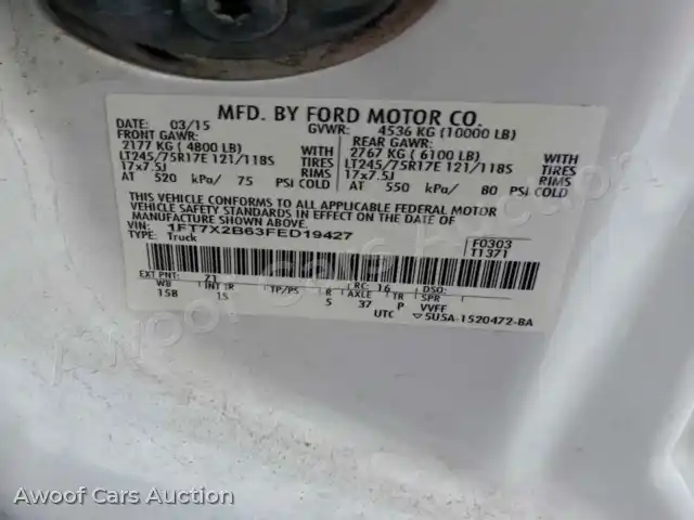 2015 Ford F250 1FT7X2B63FED19427 — Copart auction photo 12