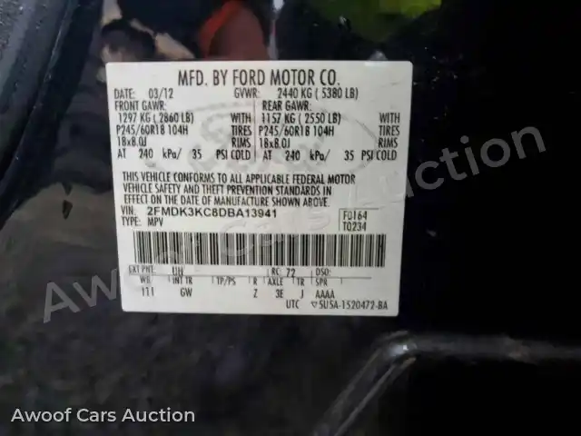 2013 Ford Edge 2FMDK3KC8DBA13941 — Copart auction photo 13