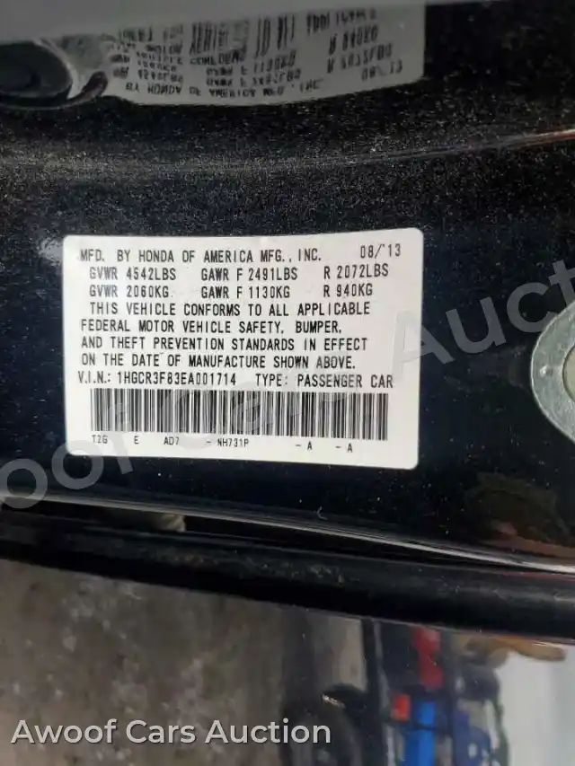 2014 Honda Accord 1HGCR3F83EA001714 — hoton gwanjo Copart na 12